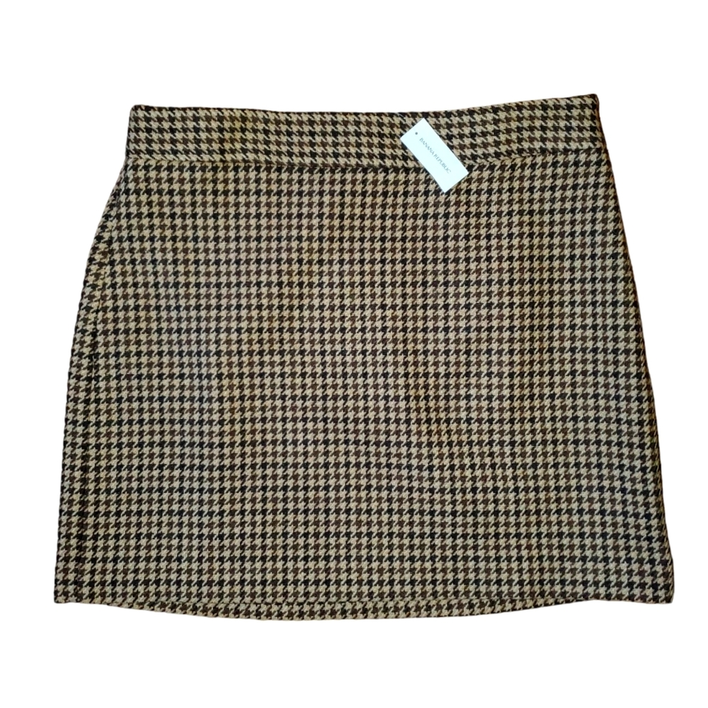 Banana Republic Houndstooth Wool Blend Mini Skirt Dark Academia Preppy 12 NWT
